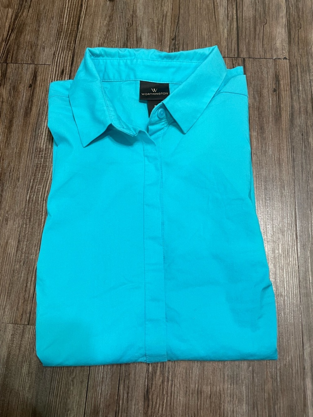 Worthington Women’s Bright Turquoise Casual Button-Down Shirt